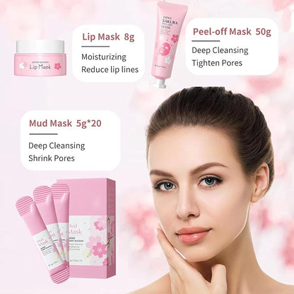 Sakura Skin Care Set for Teen Girls - Skin Care for Teens 10-12 Gifts Japan - Skincare for Girls 10-12 - Gift Set for Women with Cleanser,Serum,Cream(One Size, 8PCS Sakura Scent)