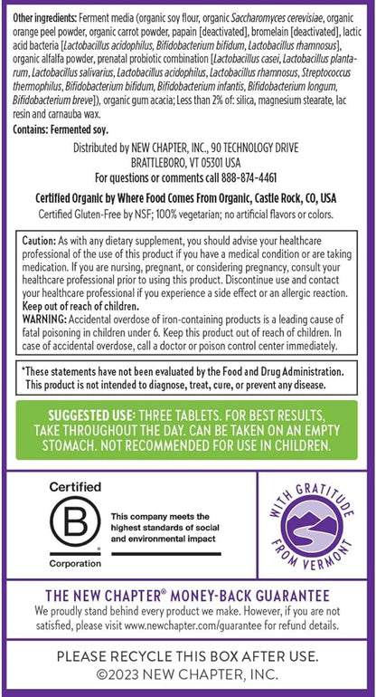 New Chapter Advanced Perfect Prenatal Vitamins, 96ct, Made with Organic, Non-GMO Ingredients for Healthy Baby & Mom - Folate (Methylfolate), Whole-Food Fermented Iron, Vitamin D3 + Ginger