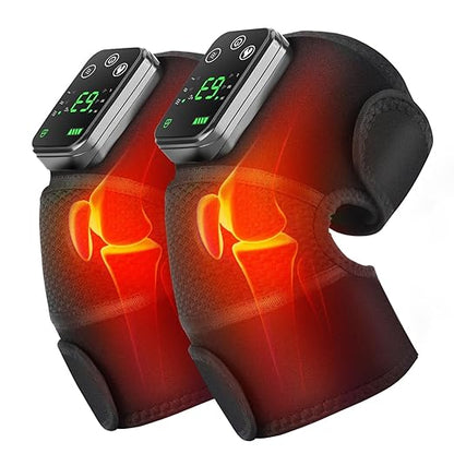 Heated Knee Massager for Pain Relief, Portable Knee Brace with Heat to Keep Knee Warms, Knee Heating Pad for Shoulder Elbow Knee 3 in 1 with Vibration