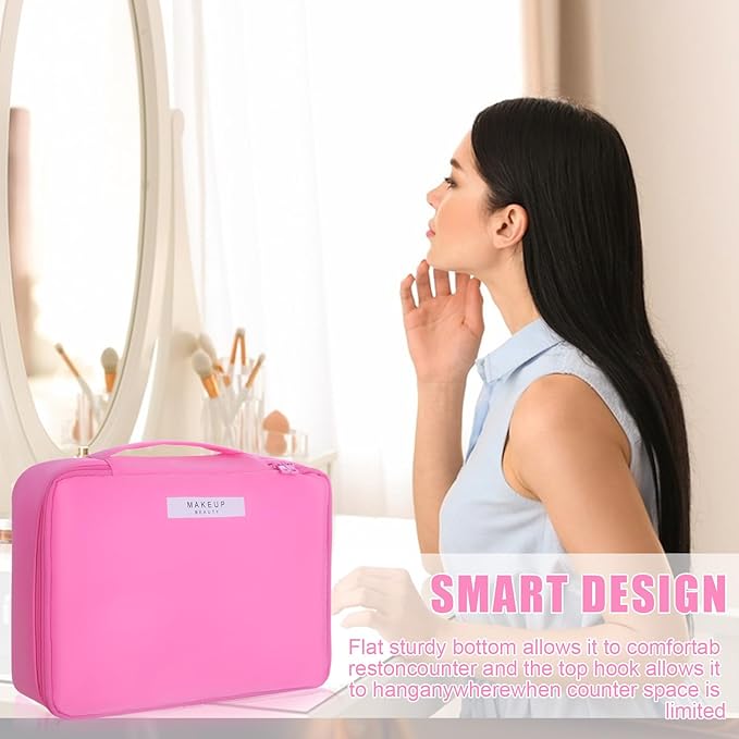 Travel Makeup Bag Cosmetic Bag Makeup Bag Toiletry bag for women and men (Light pink)