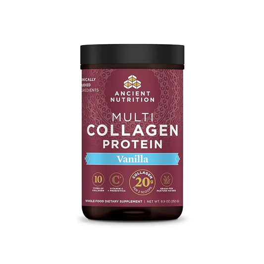 Ancient Nutrition Collagen Peptides Powder, Multi Collagen Protein, Women & Men, Vitamin C, Probiotics, Hydrolyzed Collagen, Supports Skin, Joints, Gut Health, Vanilla, 24 Servings