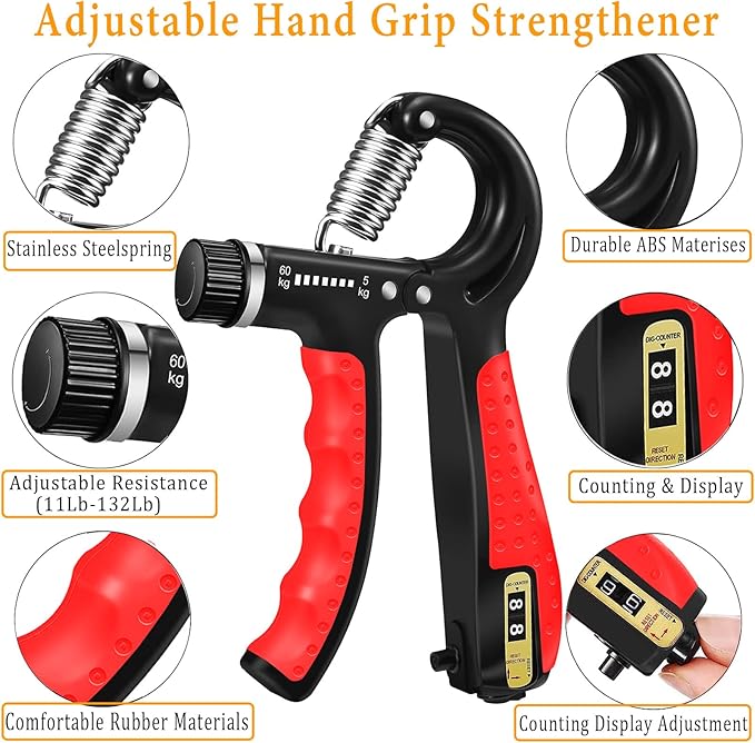 Grip Strength Trainer with Forearm Strengthener Recover(5 PCS)
