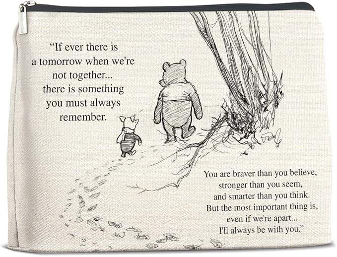 YeleY Encouragement Gifts for Women Girls, Inspirational Pooh Bear Gifts for Friends, Friendship Cosmetic Bag Pooh Bear Zipper Makeup Pouch