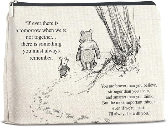 YeleY Encouragement Gifts for Women Girls, Inspirational Pooh Bear Gifts for Friends, Friendship Cosmetic Bag Pooh Bear Zipper Makeup Pouch