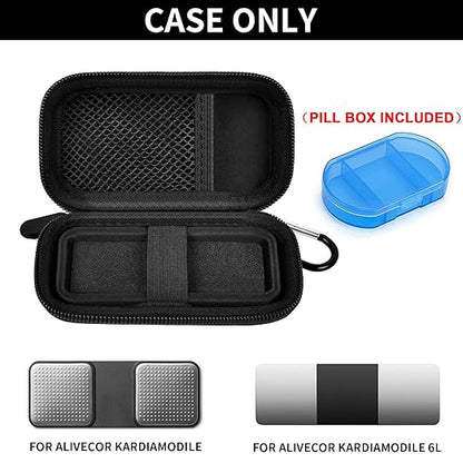 Heart Rate Monitor Case for AliveCor for KardiaMobile 1L 6L Personal EKG Monitor Storage Holder Fits for Cardiac Mobile Portable Heart Rate Monitor Bag Organizer (Pill Box Include) (Full Black)