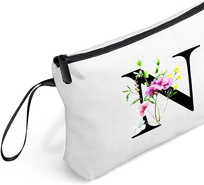 SEAMOON Bride to be Birthday Womens Unique Initial Monogram Gifts for Women Mom Personalized Travel Makeup Cosmetic Bag with Mirror Valentines Mothers Day Christmas Graduation N