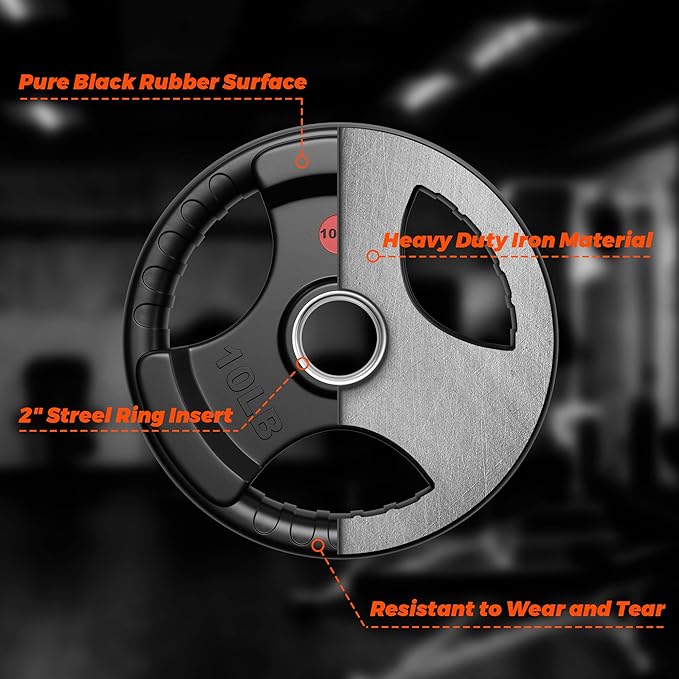 XDDIAS Rubber Weight Plates 2-Inch Olympic Grip Plate 10LB-45LB
