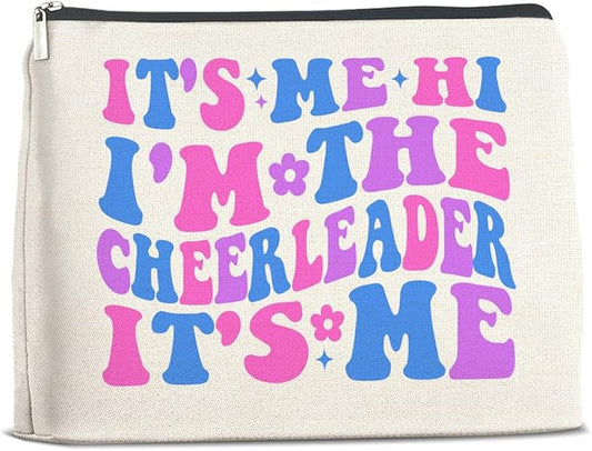 Cheerleader Gifts Makeup Bag Cheerleading Team Gifts for Women Cheerleader Cosmetic Bag It's Me Hi I'm the Cheerleader Zipper Makeup Pouch Gift