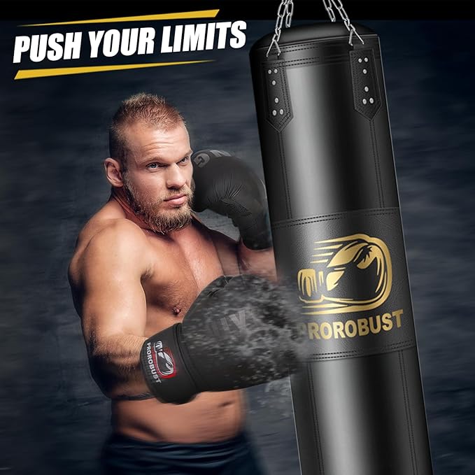 Prorobust Punching Bag for Adults, Red 4ft Oxford Heavy Boxing Bag Set with 12 oz Gloves for MMA Kickboxing Boxing Karate Home Gym Training (Unfilled)