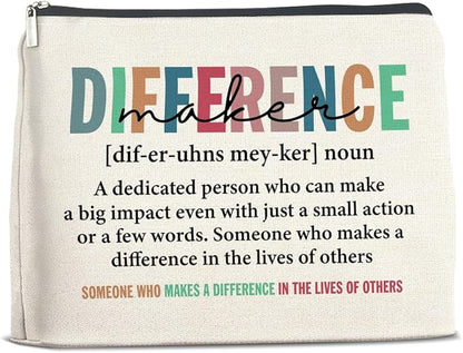 Difference Maker Gifts Makeup Bag Appreciation Gifts for Leader Boss Staff Mentor Coworker, Thank You Gifts Difference Maker Definition Cosmetic Bag Zipper Makeup Pouch
