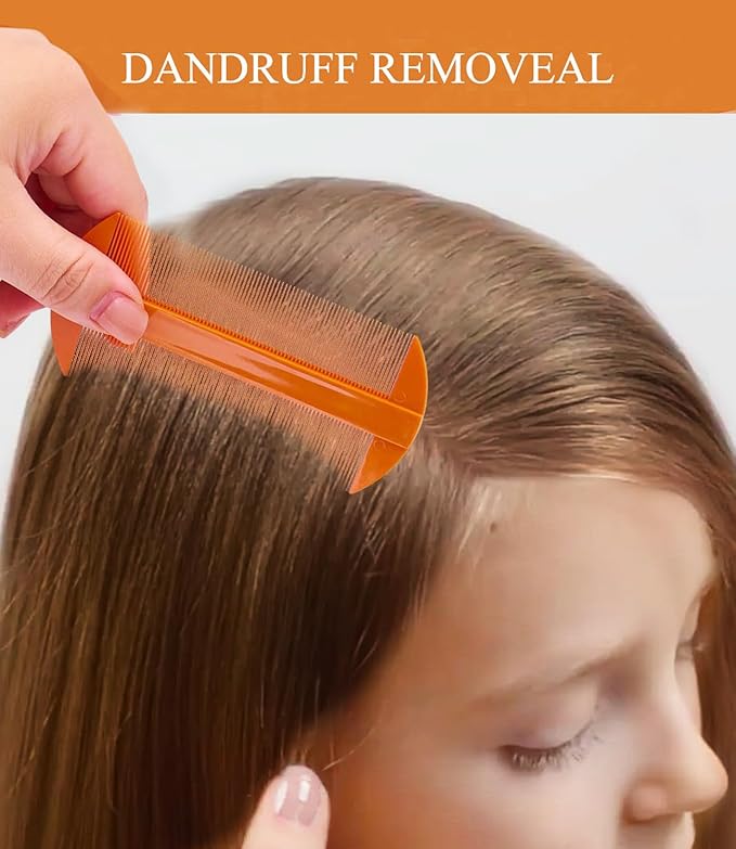 Dandruff Comb Fine Tooth Scalp Detox Comb Lice for Women, Men & Kids Stainless Steel Scalp Detoxing, Sweep & Massage Hair Brush Tool for Hair Care (Black 3PC)