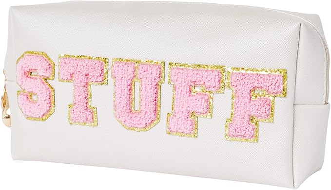 Christmas Gifts for Her Preppy Patch Stuff Portable Makeup Bag Bulk Cosmetic Bag Waterproof Travel Organizer Zipper Pouch Storage Purse for Women Girls Gift
