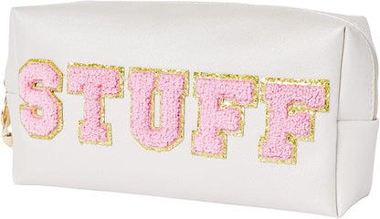 Christmas Gifts for Her Preppy Patch Stuff Portable Makeup Bag Bulk Cosmetic Bag Waterproof Travel Organizer Zipper Pouch Storage Purse for Women Girls Gift