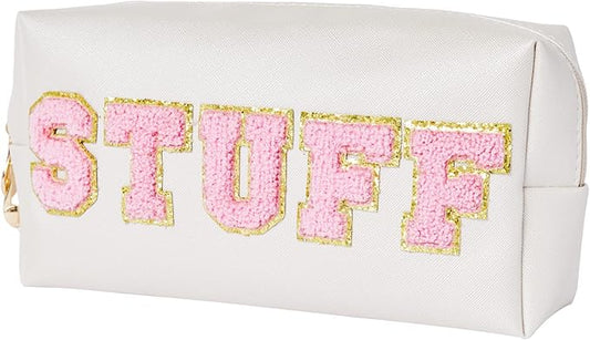 Christmas Gifts for Her Preppy Patch Stuff Portable Makeup Bag Bulk Cosmetic Bag Waterproof Travel Organizer Zipper Pouch Storage Purse for Women Girls Gift
