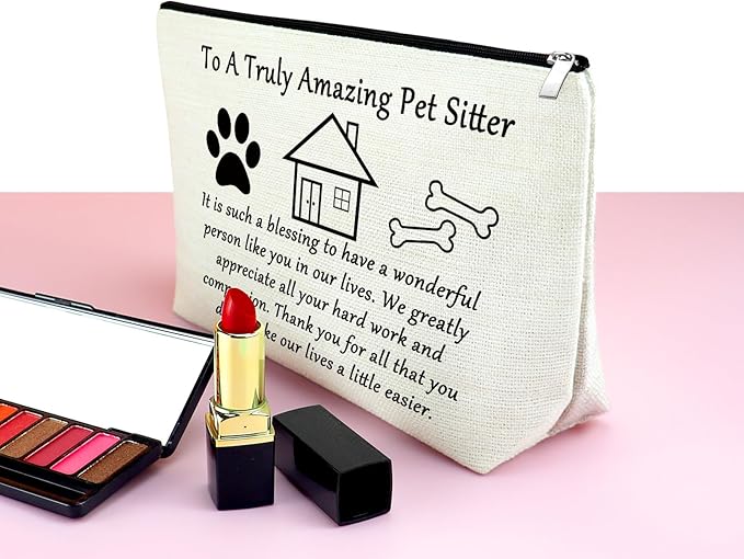 Mxrymvu Best Pet Sitter Gifts Makeup Bag Thank You Gifts for Pet Sitter Zipper Travel Pouch Dog Cosmetic Bag Dog Walker Birthday Christmas Retirement Present