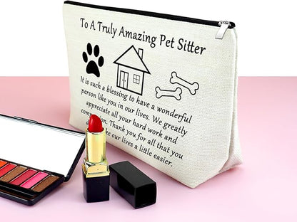 Mxrymvu Best Pet Sitter Gifts Makeup Bag Thank You Gifts for Pet Sitter Zipper Travel Pouch Dog Cosmetic Bag Dog Walker Birthday Christmas Retirement Present