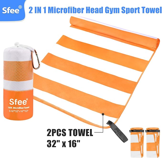 Sfee 2 in 1 Microfiber Travel Towel 32''x16'')