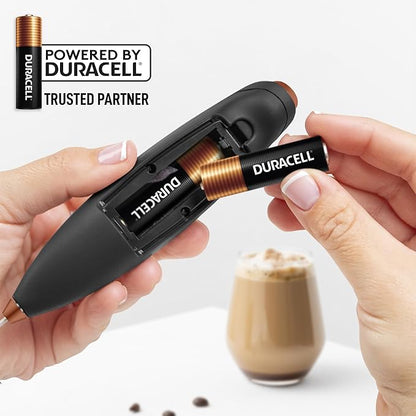 Zulay Kitchen Tornado Whisk Milk Frother with 4 AA Duracell Batteries - Triple Whisk for More Power - Handheld Coffee Frother with Stand - Drink Mixer for Lattes, Matcha & Protein Shakes