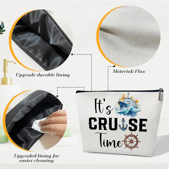 Cruise Travel Makeup Bag, Toiletry Cosmetic Zipper Pouch For Women Girls Mom Sister Friend, Wet and Baby Diaper Organizer, Cruise Lovers Summer Vacation Gifts