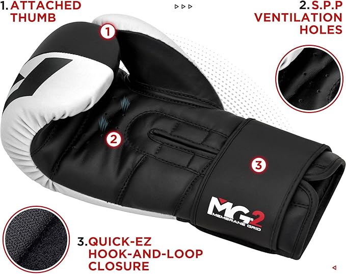 RDX Boxing Gloves, Maya Hide Leather Training Gloves for Muay Thai, Kickboxing, Sparring, Punch Bag, Punching Bag, Kickboxing Gloves, Martial Arts Training, Home Gym, Men, Women, 8 10 12 14 16 oz