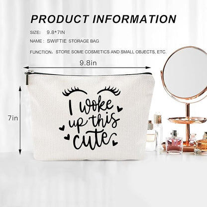 Wake Up & Make Up Funny Makeup Bag Gift for Women Inspirational Cosmetics Pouch for Purse Travel Bag Cases for Toiletries Accessories Organizer