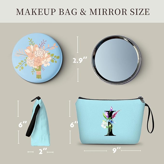 SEAMOON Birthday Inspirational Bridesmaid Proposal Team Small Gifts for Women Mom Aunt Teacher Sister Coworkers Makeup Cosmetic Bag Travel with Mirror Mothers Day Christmas Graduation I