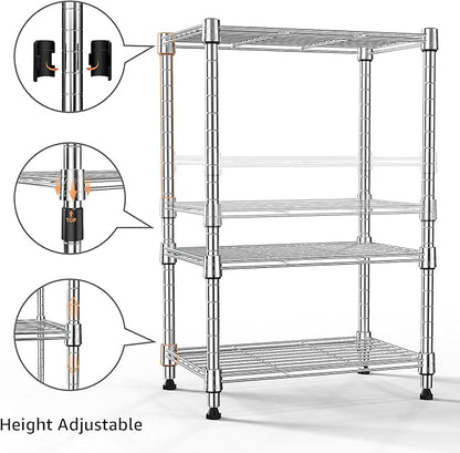 450 lbs Wire Storage Shelving 3-Tier Utility Shelving Unit Steel Organizer Wire Rack for Home,Kitchen,Office,Chrome(11.8" D x 17.7" W x 26.3" H)