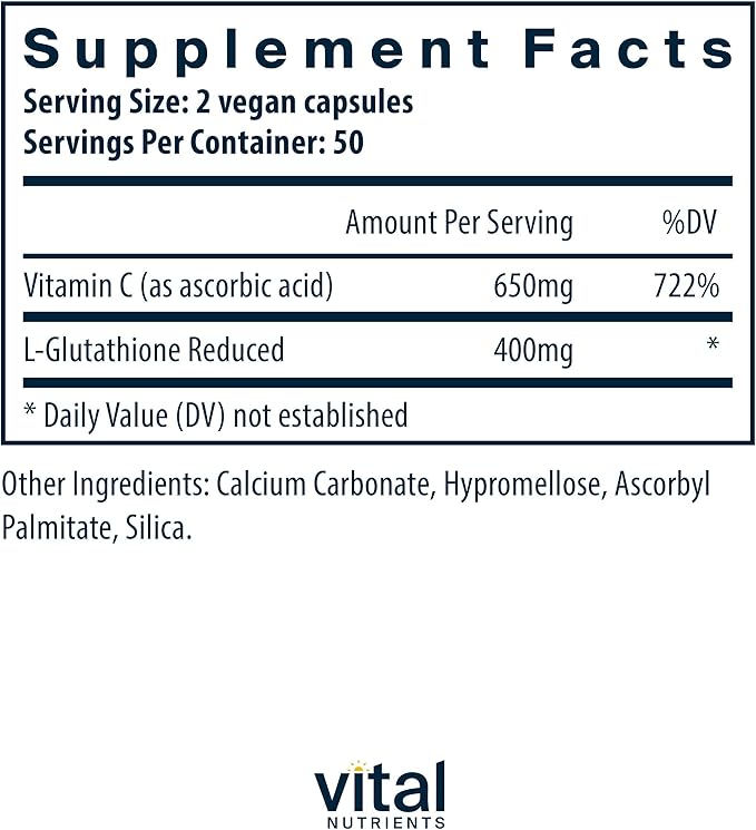Vital Nutrients Glutathione 400mg | Antioxidant Support for Liver Detox | Vegan Antioxidant Supplement to Promote Liver Health and Liver Detox* | Gluten, Dairy, Soy Free | Non-GMO | 100 Capsules