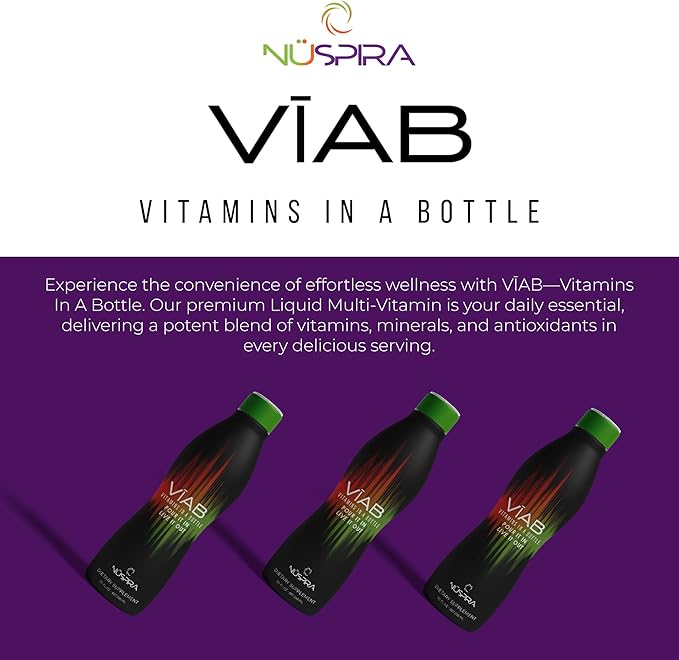 NüSpira VĪAB Liquid Multi-Vitamin - Effortless Wellness for The Whole Family - Potent Blend of Vitamins & Minerals - Easy Absorption & Smooth Taste - for Busy Lifestyles & Sensitive Stomachs - 16oz