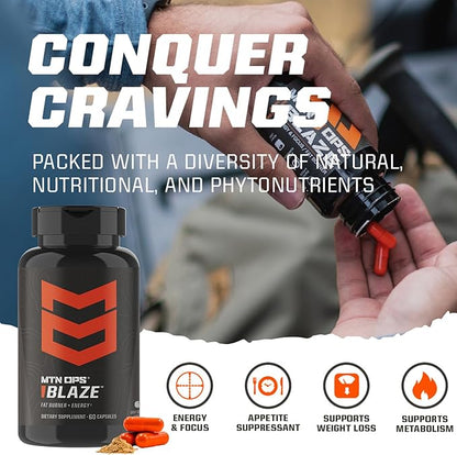 MTN OPS Blaze Fat Burner & Thermogenic Metabolism Booster for Weight Loss, 210mg of Caffeine per Serving Caffeine Pills for Energy Boost, 30 Servings