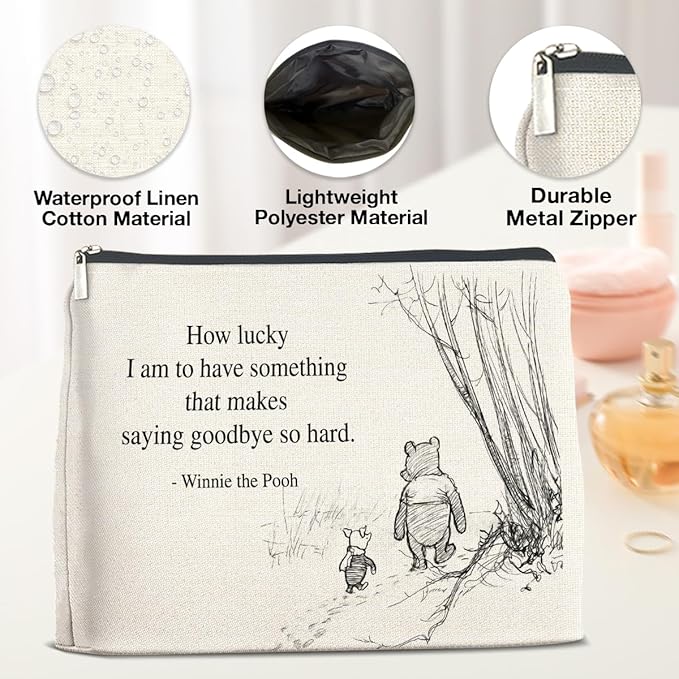 YeleY Pooh Bear Gifts for Women Girls, Leaving Gift for Women Girls Friends Sisters, Classic Pooh Bear Makeup Bag Cosmetic Bag Purse