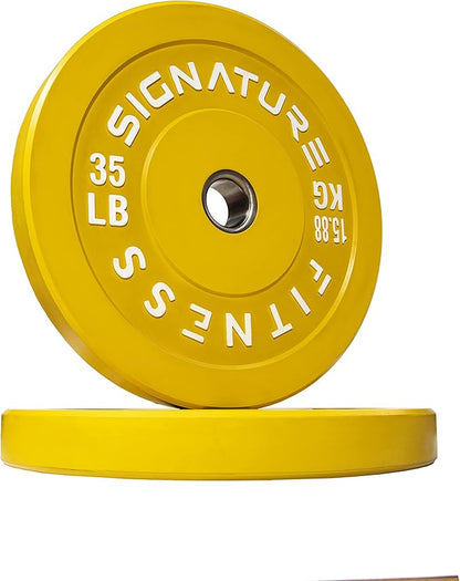 Signature Fitness 2" Olympic Bumper Plate Weight Plates 35LB Single,