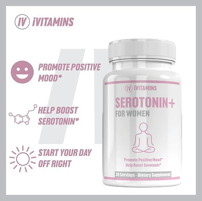 Serotonin Supplements for Women - Supports Healthy Serotonin Levels, Improves Mood, & More - Serotonin Supplement - Mood Support Supplement - Mood Support Supplements Women - 5 HTP - 1 fl oz