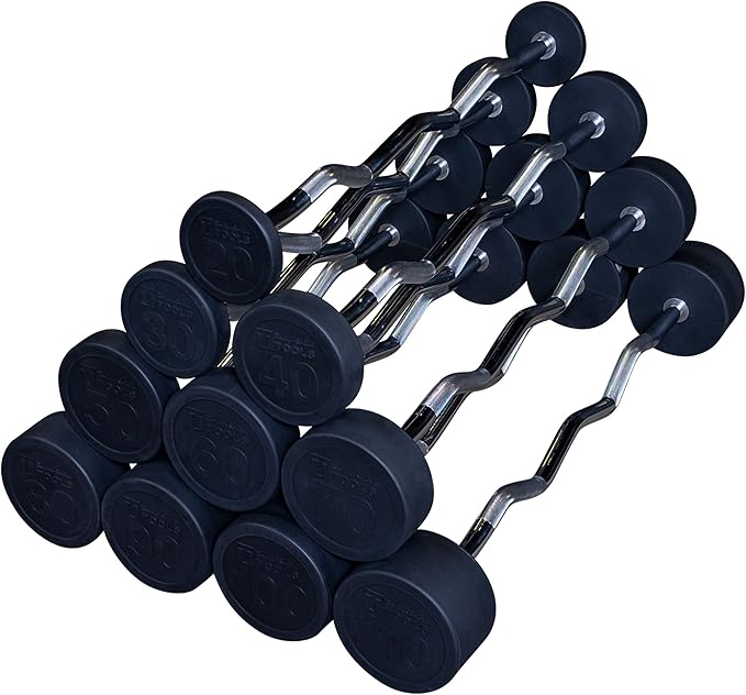 Body-Solid Rubber Coated Fixed Weights Straight Barbells- Weighted