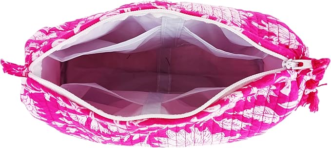 Rastogi Handicrafts Cosmetic Bags Set, 3 Piece Make Up Organizer Bag Storage Bags with Zipper Closure (3, Pink, Design-5)