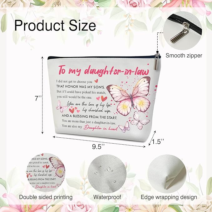 Multifunction Makeup Bag - To My Daughter-in-law, Wedding Gift for Her, Bride, Bridal, Toiletry Bag Pouch Travel Accessories -06