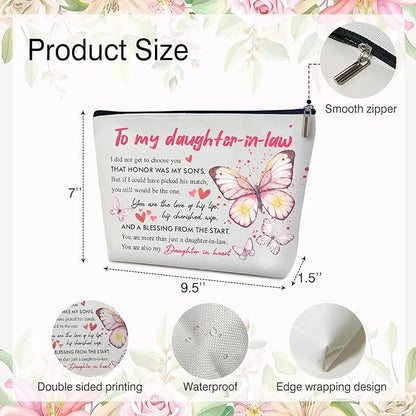 Multifunction Makeup Bag - To My Daughter-in-law, Wedding Gift for Her, Bride, Bridal, Toiletry Bag Pouch Travel Accessories -06