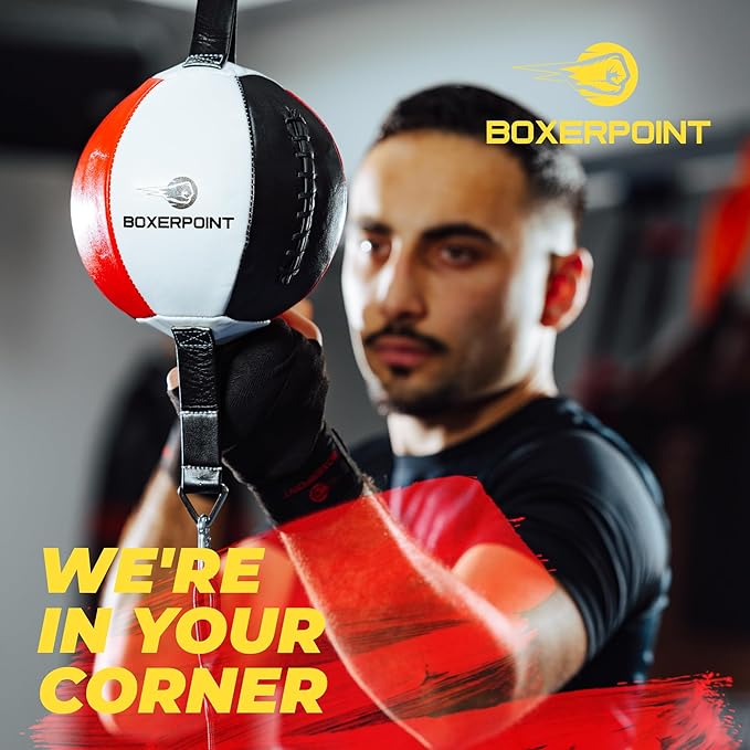 Boxerpoint Bag for Boxing - Premium Punching Bags - Durable PU Leather & Adjustable Cords Double Ended Punching Bag, Speed Bags for Adults & Kids, Boxing Equipment