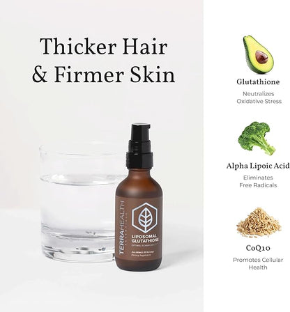 Terra Health Essentials - Liposomal Glutathione - Supports Immunity, Skin, Hair, and Healthy Aging - Maximum Absorption Glutathione Supplements - 30 Day Supply