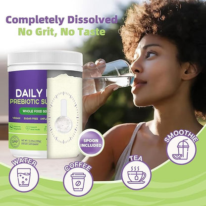 Daily Fiber Supplement - Soluble Prebiotic Fiber Powder for Gut Health, Whole Food High Fiber for Digestive Health & Regularity, Unflavored Clear Mixing Powder, Gluten & Sugar Free, Keto - 70 Servings
