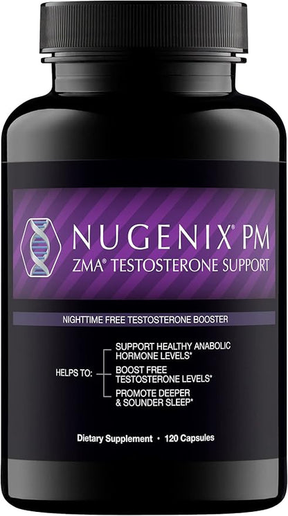 Nugenix PM ZMA - Nighttime Free Testosterone Booster and Sleep Support, 120 Count
