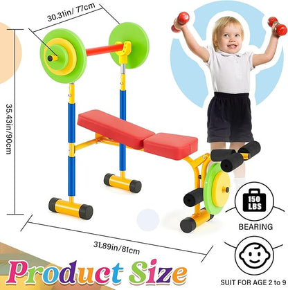 Meooeck Kids Weight Bench Set Fitness Exercise Equipment