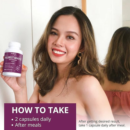 NuBest White - Glutathione 400mg & Milk Thistle Extract - Skin Brightening Supplement - Supports Beautiful and Radiant Skin - Antioxidant & Detoxification - 1 Pack | 1 Months Supply