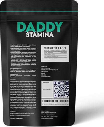 Daddy Stamina Sea Moss Capsules - Pure Seaweed Supplement for Energy and Skin Health, Ultimate Anti-Aging Natural Supplement for Men