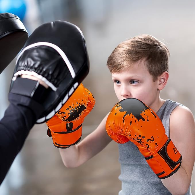 Kids Boxing Glove 6oz 8oz, Youth, Boys and Girls Training Sparring Gloves for Punching Bag, Kickboxing, Muay Thai, MMA, Gift for Age 6-15 Years