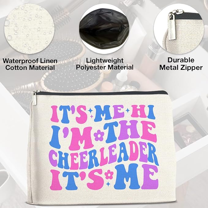 Cheerleader Gifts Makeup Bag Cheerleading Team Gifts for Women Cheerleader Cosmetic Bag It's Me Hi I'm the Cheerleader Zipper Makeup Pouch Gift