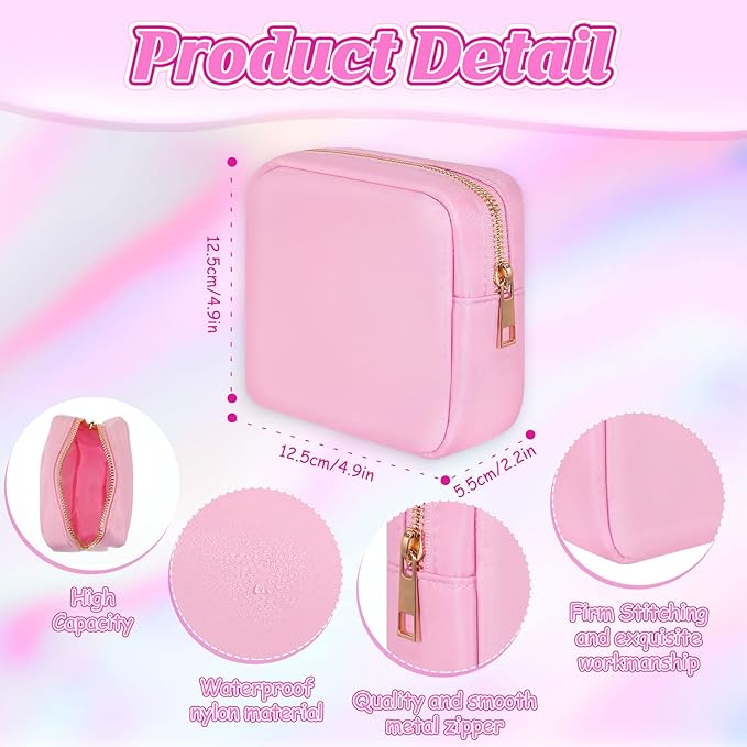 Sweetude 6 Pcs Nylon Makeup Bag Travel Nylon Pouch Zipper Cosmetic Bag for Purse Women Girls Organizer Makeup Pouch for Birthday Wedding Mother's Day Graduation Gifts(Mini,Assorted Color)