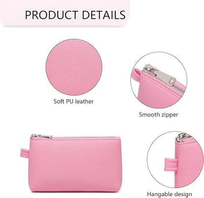 PU Leather Makeup Simple and Convenient Handbag Small Exquisite Storage Bag (Pu/Azalea Pink)