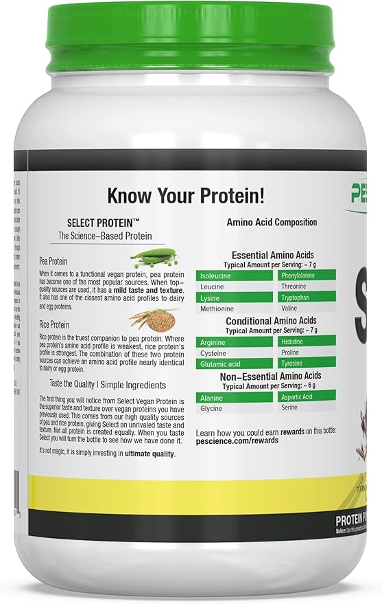 PEScience Select Vegan Plant Based Protein Powder, Mint Chocolate, 27 Serving, Premium Pea and Brown Rice Blend