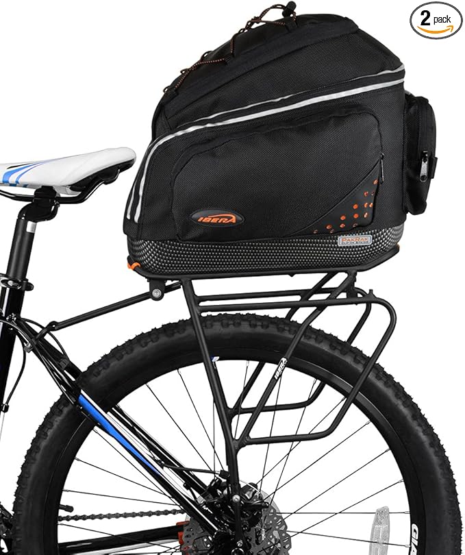 Ibera Bike PakRak Clip-On Commuter Bag & Touring Carrier Plus+ Rack (Disk Brake Mounts) Combo Set
